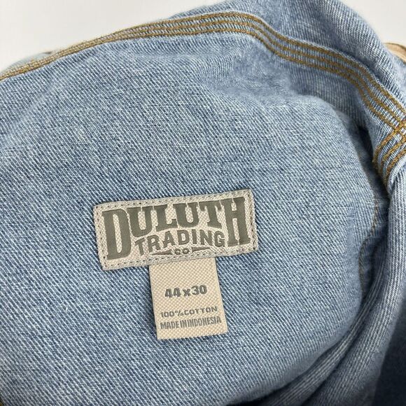 Duluth Trading Jeans Size 44x30 Mens Blue Ballroom Flex Straight Leg Medium Wash - Picture 8 of 9